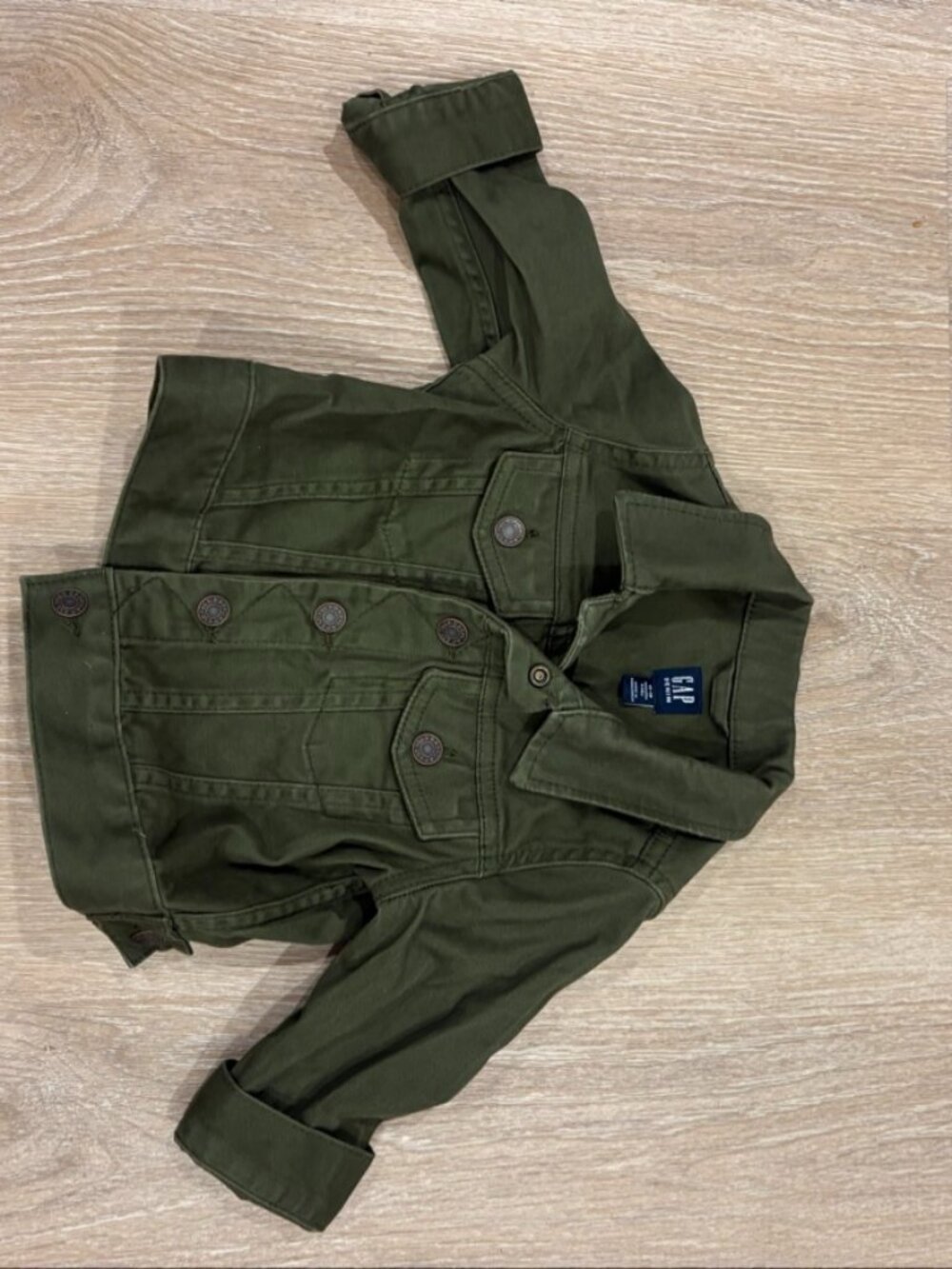 Baby Gap Olive Denim Jacket 12-18M Utility Made With Love